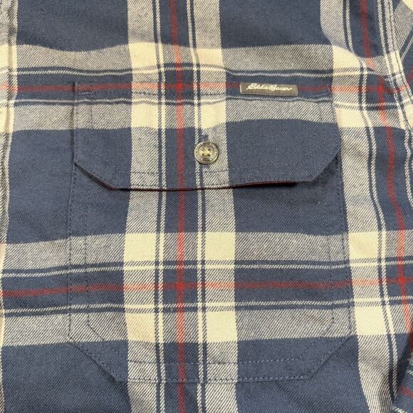 Eddie Bauer Men's AV Long Sleeve Blue/White/Red Flannel Shirt Size XL - Picture 3 of 5